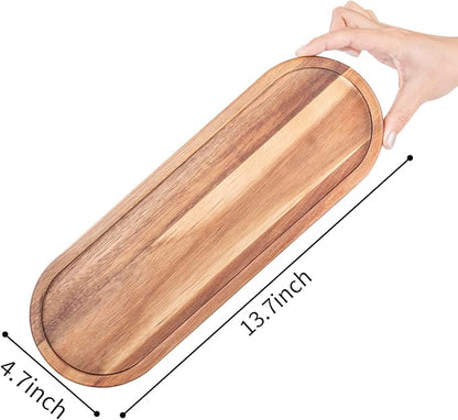 Wooden Decorative Trays 2PCS Farmhouse Wood Trays Bathroom Vanity Bathroom Counter Wood Tray Home Rustic Decor Trays, Bath Tray Countertop, Wooden Plates for Decorative Vanity Decor