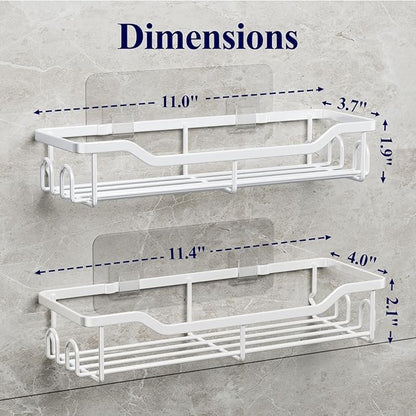 Kitsure Shower Caddy Large - Adhesive Shower Organizer, Stainless Steel Shelf for Inside Shower, No Drill Bathroom Organizers and Storage, Home Decor Accessories, 2 Pack, White