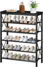 Shoe Rack for Entryway, 6 Tier Shoe Organizer with Mesh Shelves, Metal Shoe Storage for Closet Garage, Black