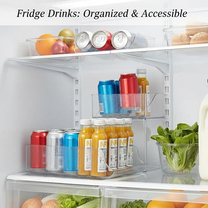 Stacking Can Dispenser, Gravity Fed Beverage Organizer Rack for Refrigerator, Clear PP Plastic Storage for Soda Cans and Bottles
