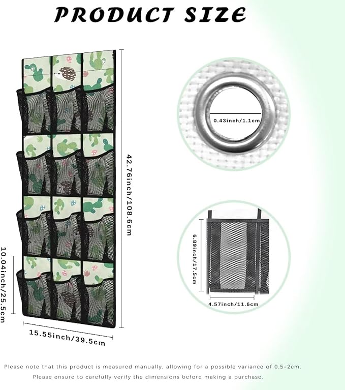 Hedgehog Shoe Organizer Over The Door,Hanging Shoe Organizer,Over Door Shoe Organizer,Space Saving Hanging Storage Holder,Closet Rack Hanger with 12 Mesh Pockets for Home Decor