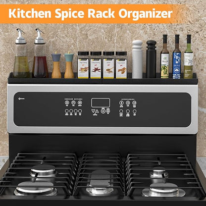 Foeacry 30 Inch Magnetic Stove Top Shelf - Heat Resistant Silicone Over the Stove Shelf Spice Rack, No Drill Easy Clean Kitchen Storage Organizer for Small Kitchen, Fits Gas & Electric Stoves