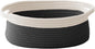 JMvicyroam Woven Basket,Small Rope Storage Bin with Handles & Ribbon Bag, Organizer for Shelves Closets,Gift Basket Empty for Birthday,Books,Dog Toys, White&Black