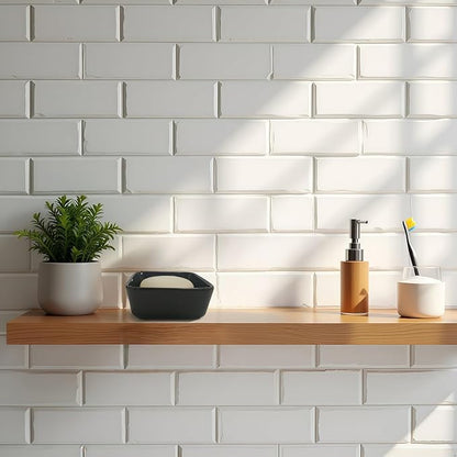 Ceramic Soap Dish, Square Shower Case with Drain Grid, Compact Bathroom Soap Holder for Sink Countertop, Decorative Ceramic Soap Saver Tray, Dish for Liquid or Bars (Black)