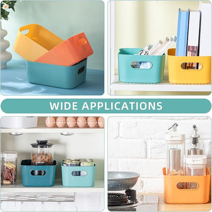 Geetery 24 Pcs Plastic Storage Bins, 10 x 7 x 4 Multiple Color Containers Pantry Baskets with Handles Organizing Bins for Kitchen Bathroom Organizer Cupboard Box on Shelves