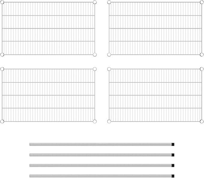 Commercial NSF Listed Chrome Stationary Wire Shelving Kit 21" x 36" x 54", with 4 Shelves Perfect for Warehouse, Walk-in Refrigerator, Freezer, Grocery Store, Restaurant, Dishroom