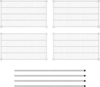 Commercial NSF Listed Chrome Stationary Wire Shelving Kit 21" x 36" x 54", with 4 Shelves Perfect for Warehouse, Walk-in Refrigerator, Freezer, Grocery Store, Restaurant, Dishroom