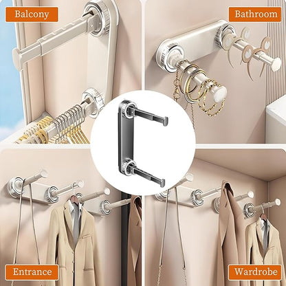 Hanger Organizer with Suction Cup, 2pc, with Suction Cup, Hangers Storage, Two-Tier Suction Hanger Organizer, No-Drill Easy Mount, not Include Hangers (Grey)