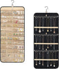 Tefola Hanging Jewelry Organizer, Double-Sided Necklace Organizer Jewelry Holder Organizer for Earrings, Necklaces Rings, Glasses, Sunglass Organizer for Closet, Wall, Door (Black, Large Size)