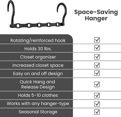 Utopia Home Space Saving Hangers for Clothes (Pack of 10) - Storage Saving Hanger for Dorm - Magic Hanger Clothing Organizer for Closet - Durable ABS Plastic Collapsible Hangers for Clothes (Black)