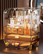 Makeup Organizer, Large Capacity Cosmetics Makeup Organizer for Vanity, Dustproof Waterproof Cosmetics Display Case with Drawers for Skincare, Lipstick, Brushes and Jewelry (Hermes Orange)