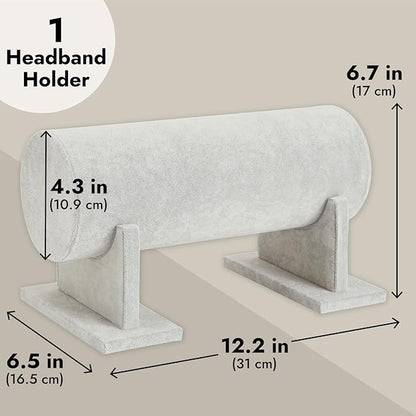 Juvale Velvet Headband Holder Stand - 12.2 x 6.5 x 6.7 Inches, Gray Velvet - Hair Accessories Organizer & Headband Rack - Bracelet Display & Jewelry Stand