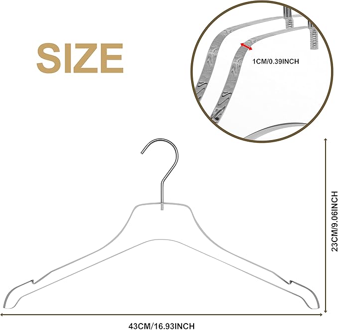 Quality Acrylic Clear Hangers, Made of Clear Acrylic for a Luxurious Look and Feel with Swivel Hook (Clear - Shirt, 5)