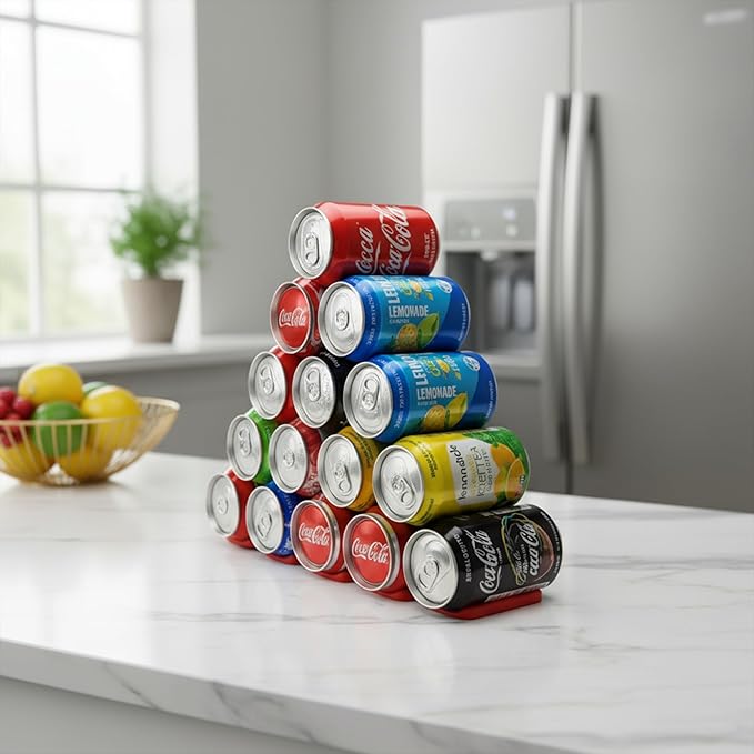 Drink Dispenser for Fridge: 2 Pcs Soda Can Organizer for Refrigerator Soda Can Dispenser for Beer Soda Seltzer Pop, Beverage Can Storage Holder Foldable Silicone Beer Can Stacker Fridge Mat