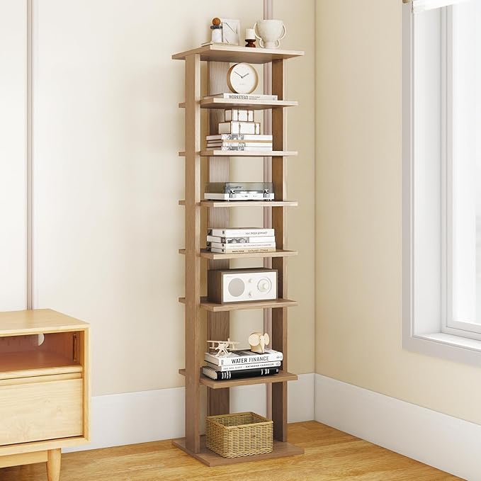 Tangkula 8-Tier Vertical Shoe Rack, Space-Saving Corner Shoe Organizer for 7 Pairs, Narrow Shoe Storage for Entryway, Front Door, or Closet