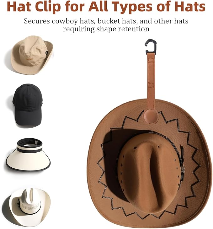 2 Pack Magnetic Cowboy Hat Holder for Truck, Space Saving Cowboy Hat Hanger, Magnetic Hat Clip for Trucks and Suvs, For Baseball Caps, Cowboy Hats and Other Hats Requiring Shape Retention