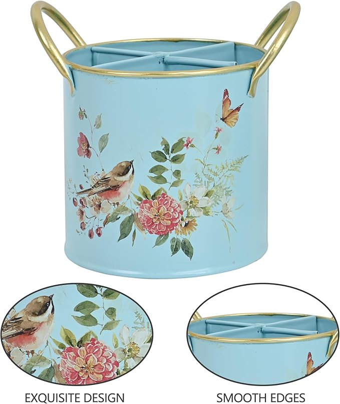 Z&Z ornamentorum Kitchen Utensil Holder for Kitchen Cunter Stylish kitchen Cooking Utensil Organizer Farmhouse Spatula Holder for Countertop (Blue)