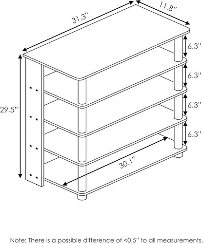 Furinno Turn-N-Tube 5 Tier Wide Shoe Rack, French Oak Grey/Black , 32 Inch