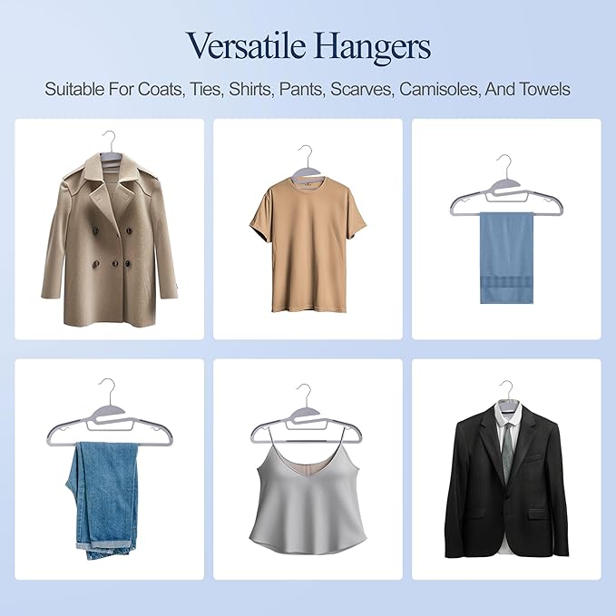 ZENY Hangers 50 Pack - Heavy Duty Hangers for Coats, Pants & Dress - Non Slip Suit Hangers for Closet - 360°Swivel Hook，Space Saving