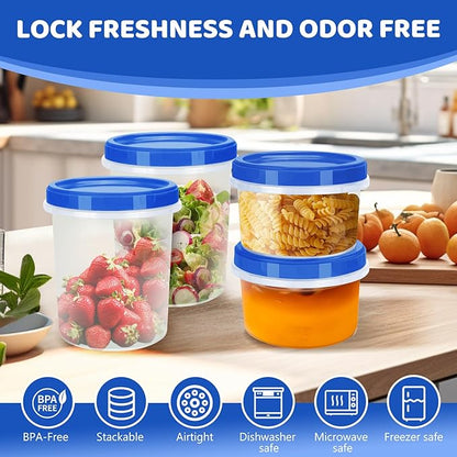 Atecare Heavy Duty Airtight Plastic Containers with Twist Top Lids, Stackable Freezer Containers for Lunch, Salad, Soup, Leftover, Ice Cream, BPA Free [6 Pack-32 oz]