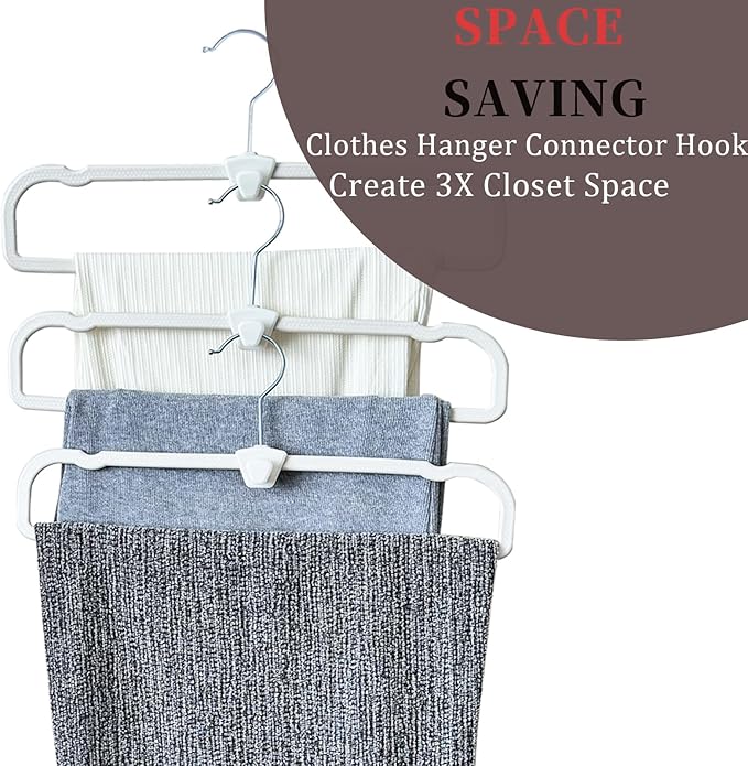 Slim Plastic Pants Hangers (Non-Velvet),Thin Space-Saving Trouser Hanger,Jeans Hangers with 360° Swivel Chrome Hook,Clothes Organizers for Slacks Scarf Trousers Ties,13.77inch