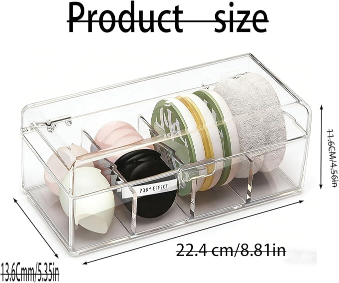 Cotton Swab Holder Dispenser with Lid,4 Compartments Clear Acrylic Makeup Brush Organizer Dust proof Large Capacity Cosmetic Tool Storage Box for Bathroom Brushs,Puffs,Beauty Sponges Vanity Essentials