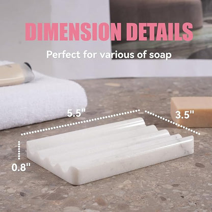 2 Pcs Marble Soap Holder, Soap Dish for Shower, Bathroom, Kitchen, Multi-Function Bar Soaps Holder, Soaps Saver with Water Ripple Design, Soap Tray(Namib Fantasy)