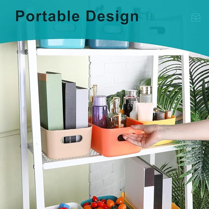 Leinuosen 21 Pack Plastic Storage Baskets Plastic Storage Bins Pantry Organizer Bins for Kitchen Freezer Cabinet Closet Bathroom Under Sink Laundry Room Bedrooms Countertops Shelve(Dark Colors)