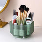 LINFIDITE 360°Rotating Makeup Organizer Holder Cosmetic Display Case Clear Makeup Brush Lip Gloss Organizer Case with 5 Slots Round Turntable Storage Tray for Vanity, Bathroom, Counter Organizer Green