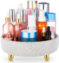 Honeydak White Bling Perfume Makeup Organizer Bling Mother's Day Nurse Day Gifts for Women Bathroom Organizers and Storage 360 Rotating Makeup Organizer for Countertop(Pearl)