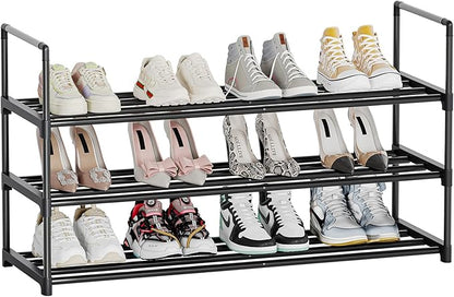 Shoe Rack, 3-Tier Shoe Organizer, Sturdy Shoe Storage Shelf, Perfect for Front Door Entrance, Closet & Entryway, Easy to Assemble, DIY Layering Options (S - 3 Tier)