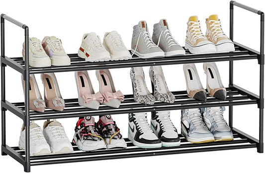 Shoe Rack, 3-Tier Shoe Organizer, Sturdy Shoe Storage Shelf, Perfect for Front Door Entrance, Closet & Entryway, Easy to Assemble, DIY Layering Options (S - 3 Tier)