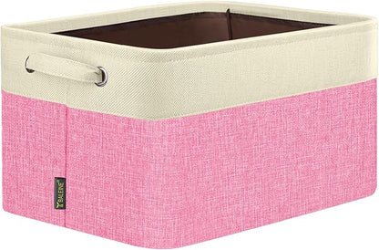 BALEINE 1 Pack Fabric Closet Storage Bins for Shelves, Linen Closet Organizers and Storage, Decorative Baskets for Organizing, Shelf, Clothes, Home, Office (Pink, 17''x13''x10.5'')