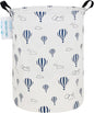 Laundry Basket Canvas Fabric Collapsible Organizer Basket for Storage Bin Toy Bins Gift Baskets Bedroom Clothes Children Nursery Hamper (Round Blue Balloon)