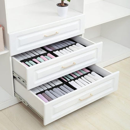 Qozary 4 Pack Drawer Organizers for Clothing, 8 Grids Foldable Closet Organizers and Storage Bins for Bedroom, Dresser Organizer Boxes for Thin T-shirts, Tank Tops