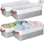 Small Fabric Storage Bins, 15x6x5 inch Narrow Storage Baskets 4-Pack Long Storage Basket for Organizing with Handles, Decorative Basket for Closets, Shelves, Toilet Paper, Grey