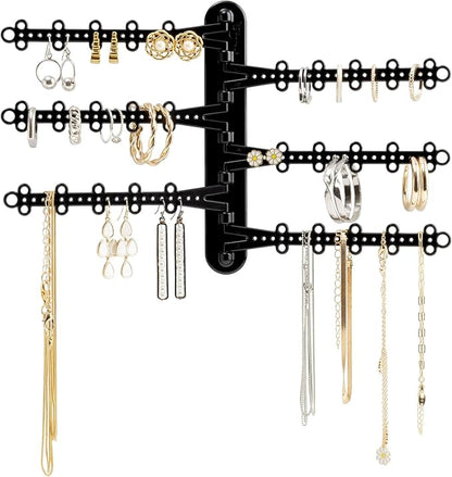 All Hung Up 6-Tier Wall Jewelry Organizer Wall Mounted Jewelry Organizer Necklace Holder Wall Mount Hanging Necklace Organizer Jewelry Hanger Hanging Earring Holder Organizer Display (Black)