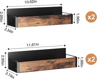 Vetacsion 4 Pack Moveable Fridge Magnetic Spice Racks,Metal(Wood)