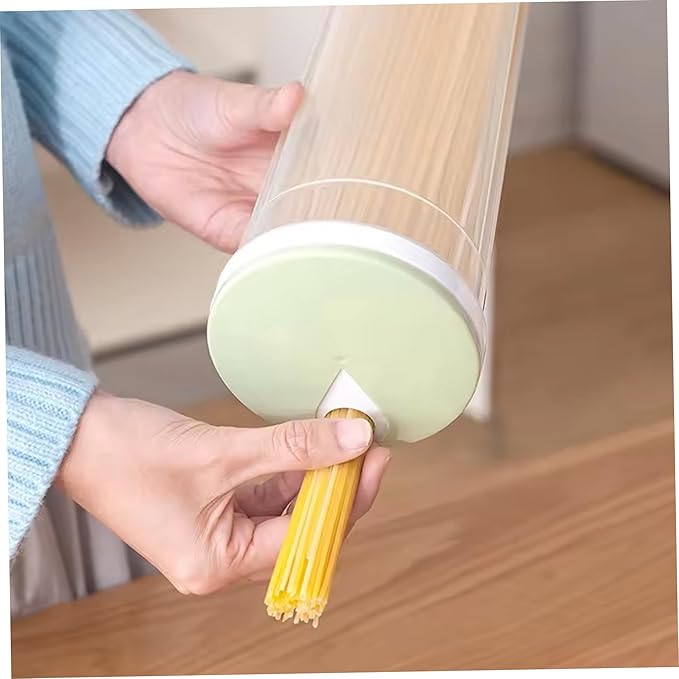Spaghetti Storage Jar, Clear Plastic Pasta Storage Containers, Airtight Food Storage Container with Rotating Lid, Non Slip Spaghetti Jar for Noodles Beans Staples Pasta Storage Containers