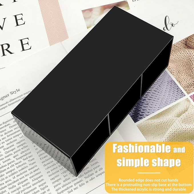 Cerpourt Black Makeup Brush Organizer,Acrylic Cosmetic Brushes Storage Holder with 3 Slots,Pencil Pen Holder for Desk,Desk Organizer and Accessories for Vanity