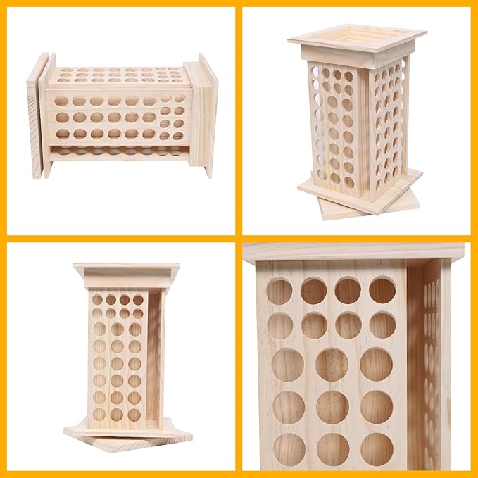 Wooden Essential Oil Display Rack 104-Hole, 8 Tiers Rotating Pine Organizer for Home, Beauty Salon, Perfume Store, Hold 5ml & 15ml Bottles, Space-Saving Countertop Holder, Easy Access, 9.44*15.74in