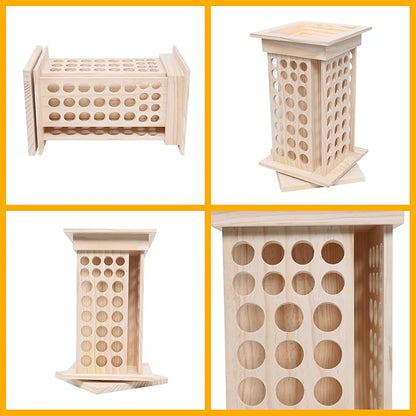 Wooden Essential Oil Display Rack 104-Hole, 8 Tiers Rotating Pine Organizer for Home, Beauty Salon, Perfume Store, Hold 5ml & 15ml Bottles, Space-Saving Countertop Holder, Easy Access, 9.44*15.74in