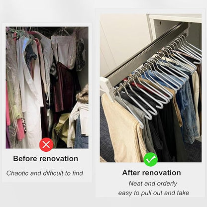 Pull Out Closet Rod Jeans Hangers for Closet Adjustable Heavy Duty Clothes Storage Hanger Closet Valet Rod Extending Rail Trousers Rack for Closet Retractable Closet Pull Out Rod (Color : 30cm-2 pc