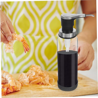 Transparent Syrup Pump Dispenser Bottle Capacity Kitchen Jam Honey and Ketchup Pumping Jar with Pump Lid for Easy Dispensing