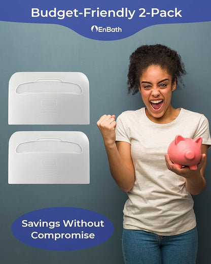 Commercial Toilet Seat Cover Dispenser Wall Mount (2-Pack), White Half-Fold Toilet Seat Cover Holder for Bathroom/Restroom