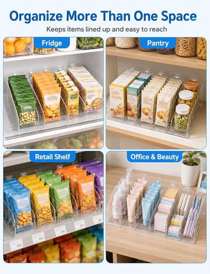 Adjustable Sliding Organizer, Self-Feed Fridge Tray, Rolling Beverage Storage for Pantry, Kitchen and Retail Shelves(3 PCS,38 cm)