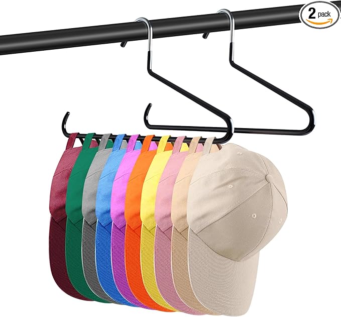 Hat Organizer for Baseball Caps - 2 PCS Hat Hangers for Closet - Stainless Steel Hat Rack - Cap Holder Hat Storage Holds 20 Caps - Birthday Gifts for Men & Women