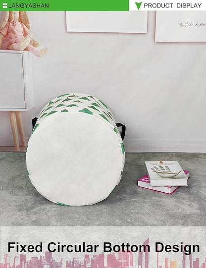 Laundry Basket Canvas Fabric Collapsible Organizer Basket for Storage Bin Toy Bins Gift Baskets Bedroom Clothes Children Nursery Hamper (Christmas Tree)