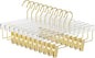 10 Pack Gold Acrylic Hangers, Clear Pants Hangers with Adjustable Non-Slip Clips for Pants, Skirts, Jeans, Trousers, Adults & Kids, Clothing Closet Storage