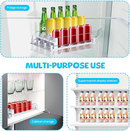 Longzhuo Drink Organizer for Fridge,Automatic Smooth Pusher Glide Fridge Organizer, Soda Dispenser with Width Adjustable, Beverage Organizer for Freezers, Supermarkets, Retail Stores